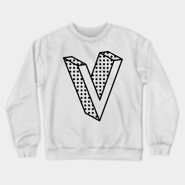 3D Ben Day Dot Isometric Letter V Crewneck Sweatshirt by murialbezanson